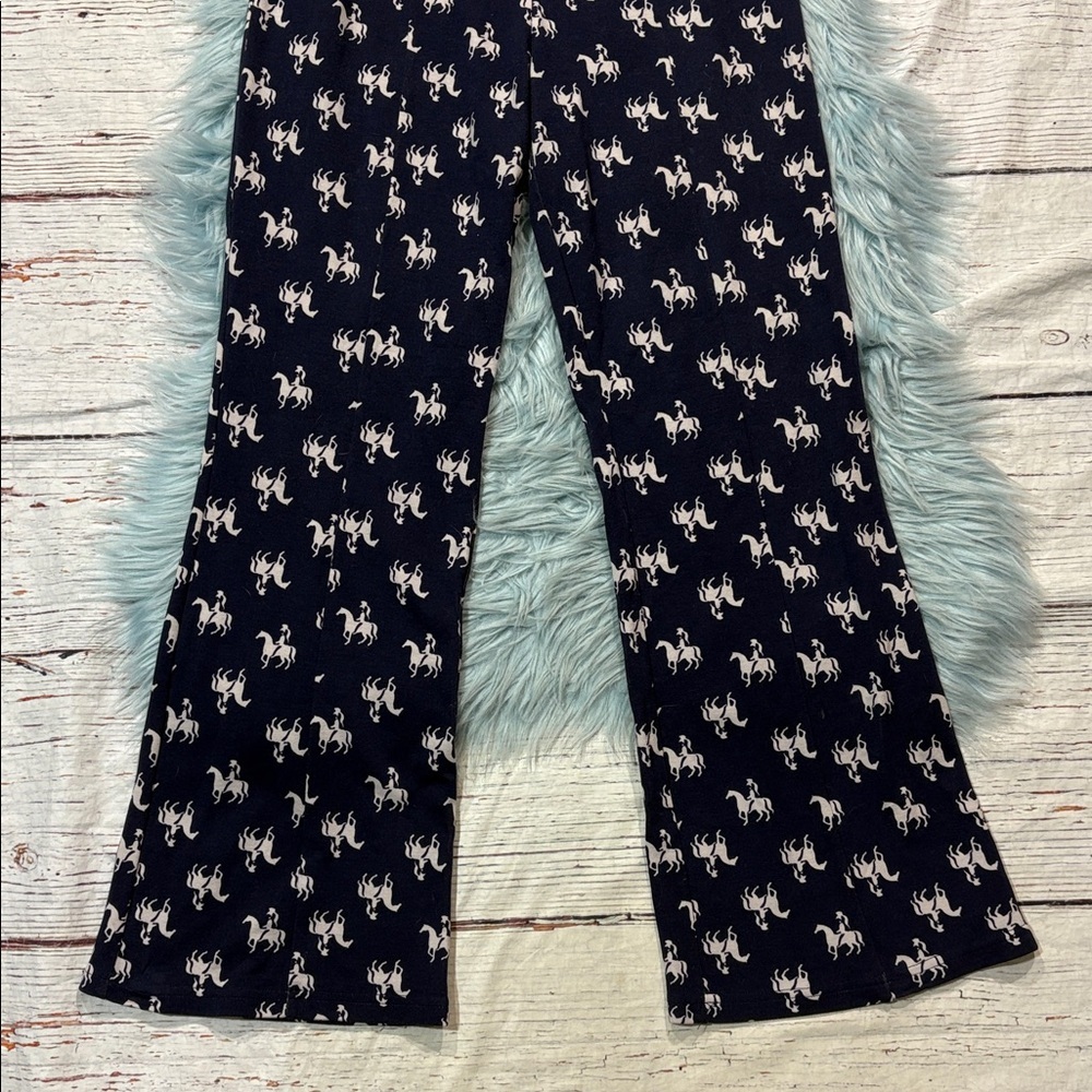 Anthropologie Navy Pants with White Horse Motif — Boot Cut - Picture 5 of 9